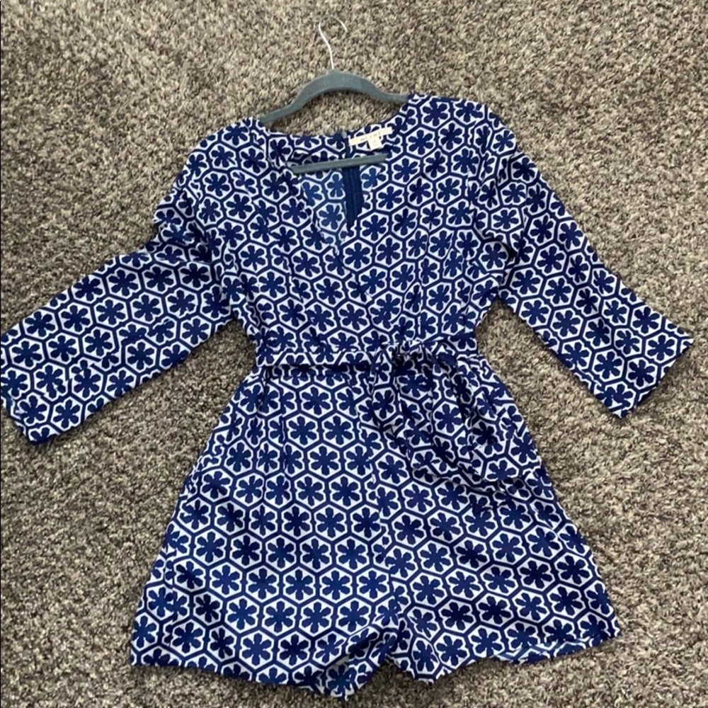 Romper- Blue and White